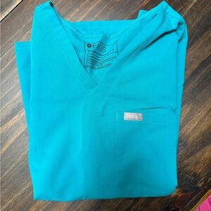 Figs Teal V-Neck Scrub Top